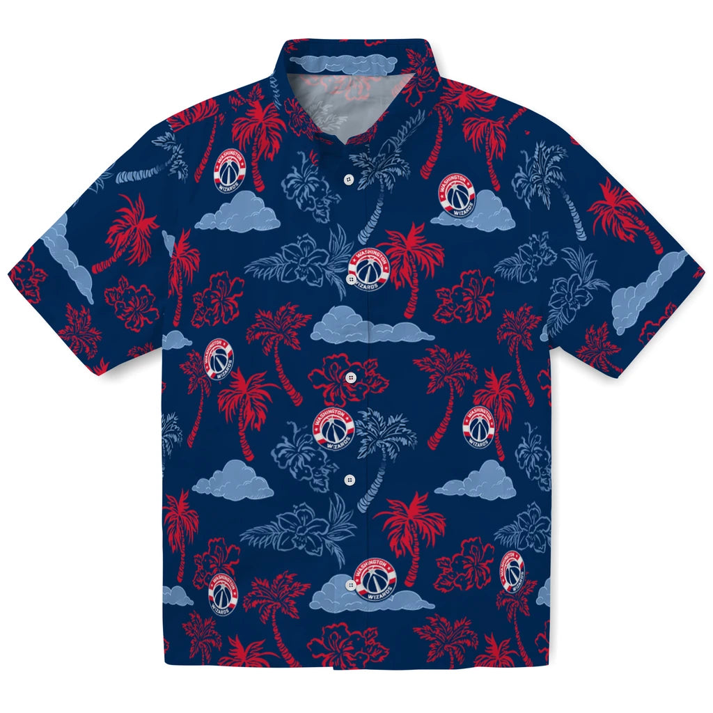 Washington Wizards Hawaiian Shirt - Palm And Clouds | Hula Hawaiian Shirts