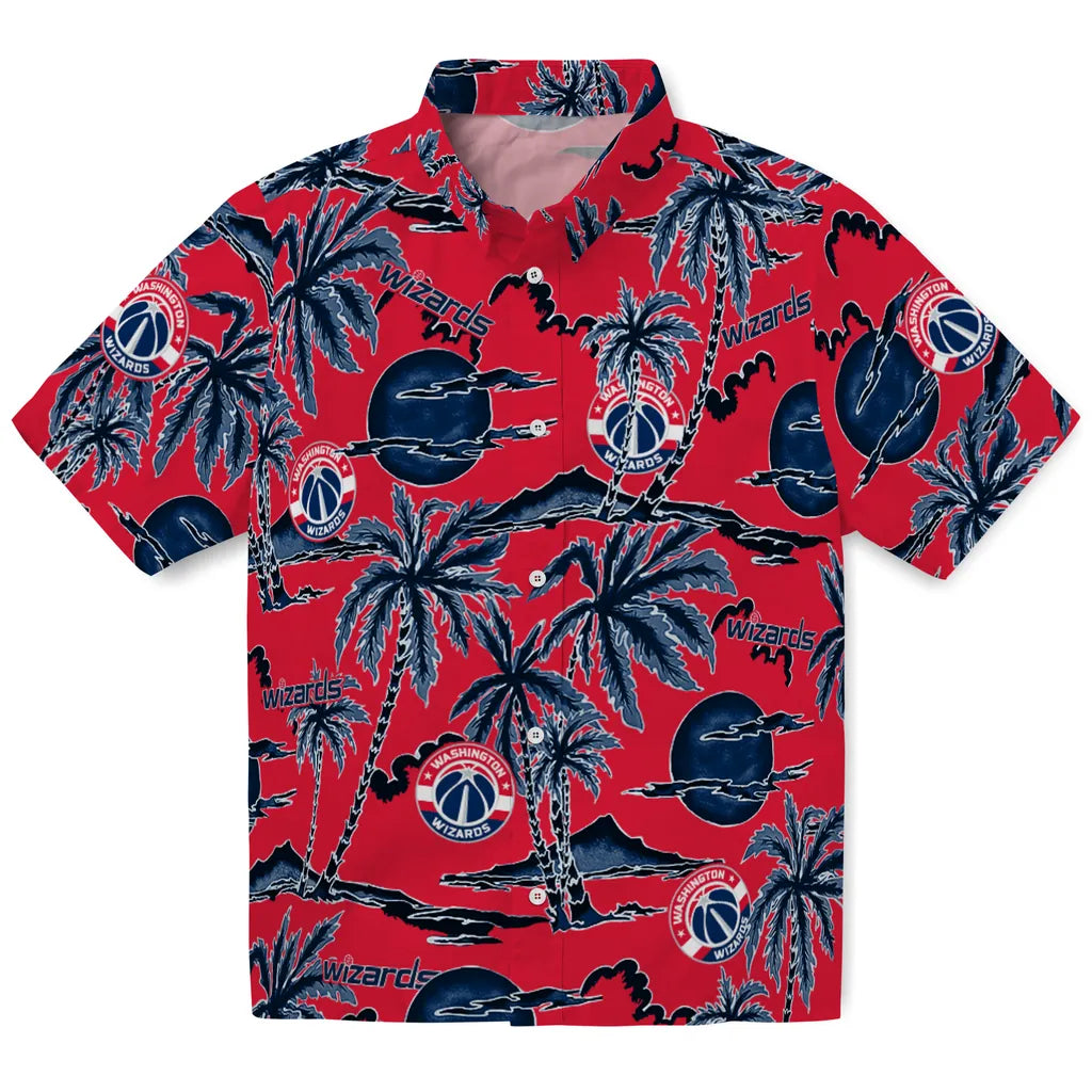 Washington Wizards Hawaiian Shirt - Palm Sunset | Hula Hawaiian Shirts