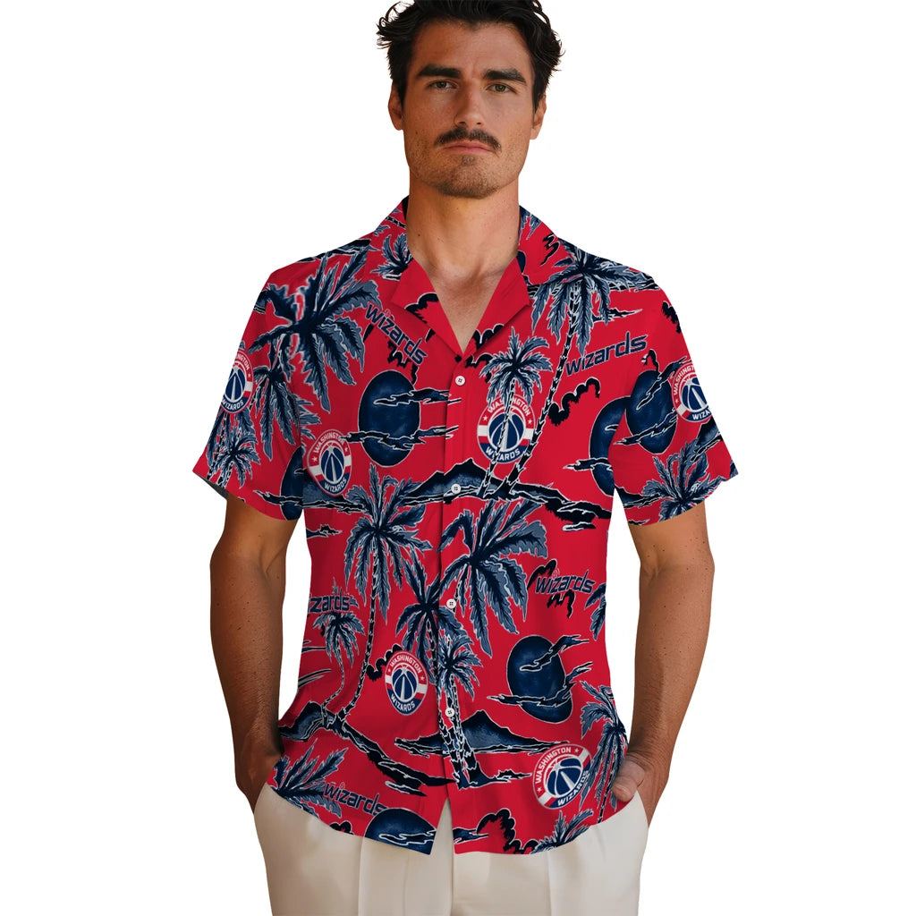 Washington Wizards Hawaiian Shirt - Palm Sunset | Hula Hawaiian Shirts
