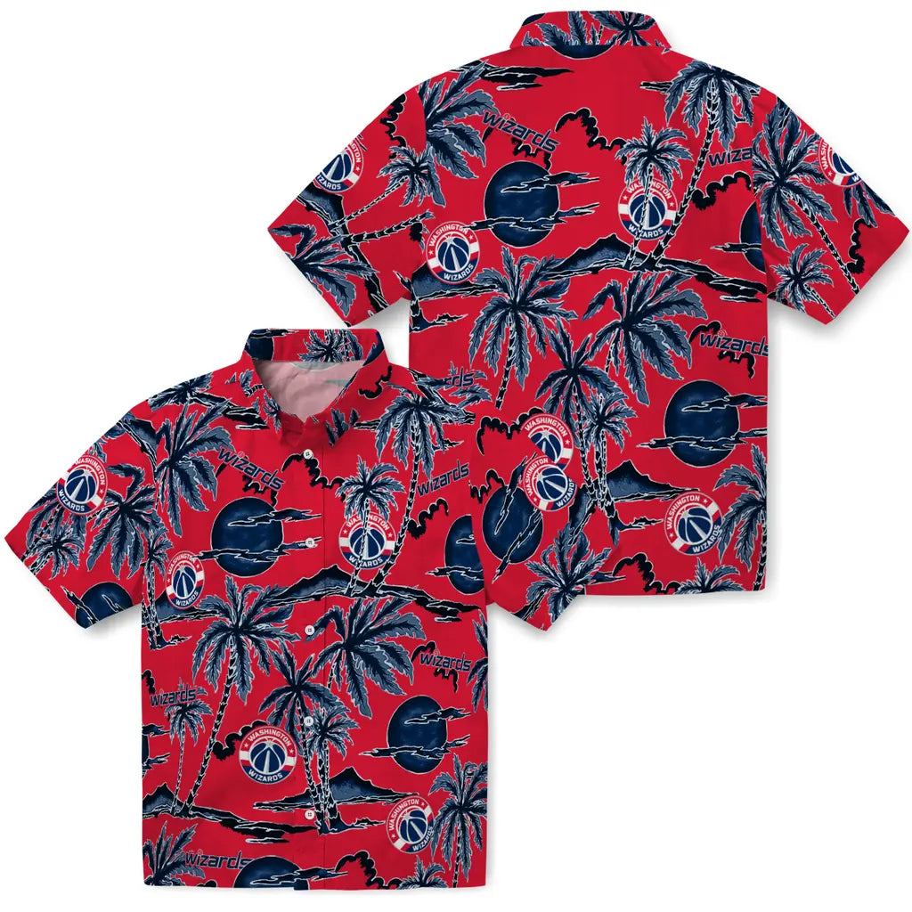 Washington Wizards Hawaiian Shirt - Palm Sunset | Hula Hawaiian Shirts