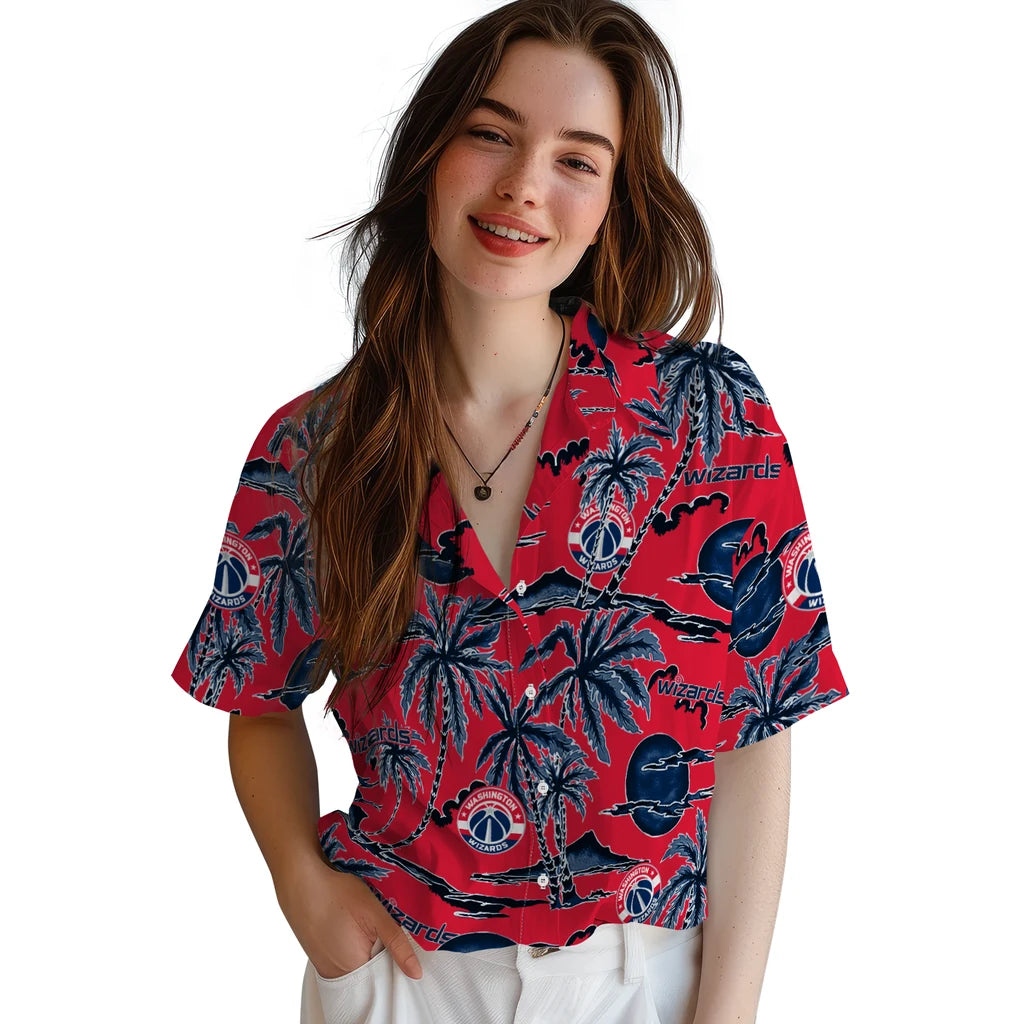 Washington Wizards Hawaiian Shirt - Palm Sunset | Hula Hawaiian Shirts