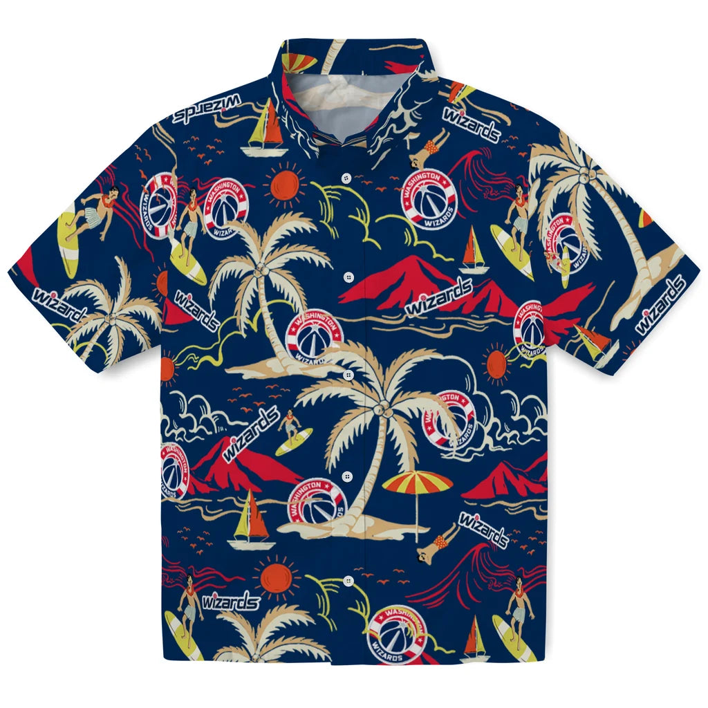 Washington Wizards Hawaiian Shirt - Palm Tree Island | Hula Hawaiian Shirts
