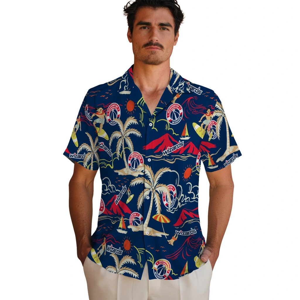 Washington Wizards Hawaiian Shirt - Palm Tree Island | Hula Hawaiian Shirts