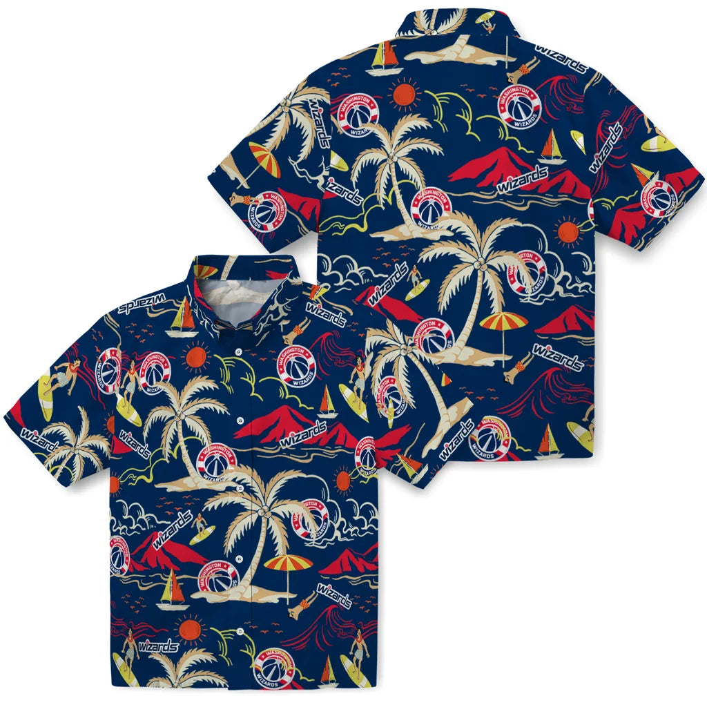 Washington Wizards Hawaiian Shirt - Palm Tree Island | Hula Hawaiian Shirts