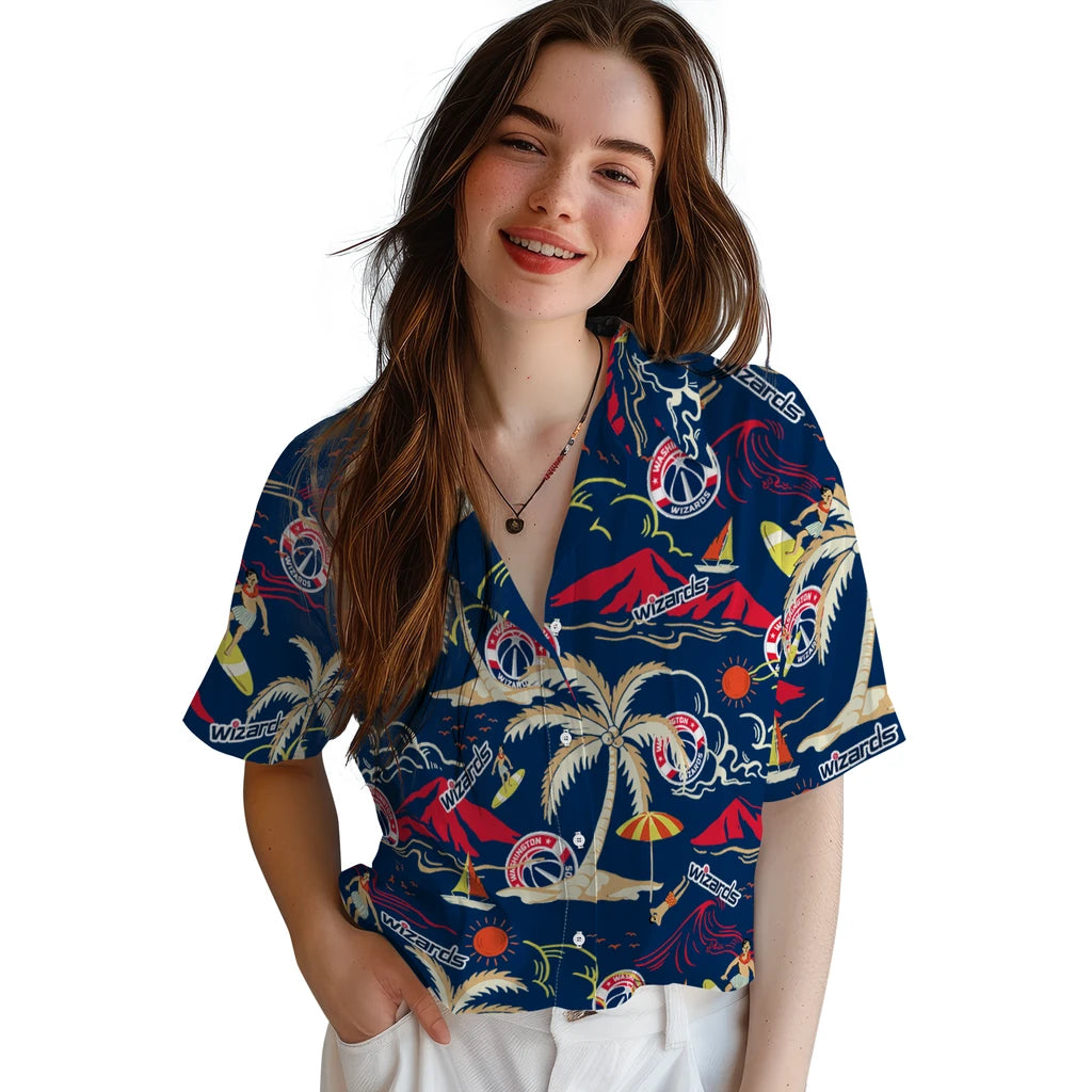 Washington Wizards Hawaiian Shirt - Palm Tree Island | Hula Hawaiian Shirts