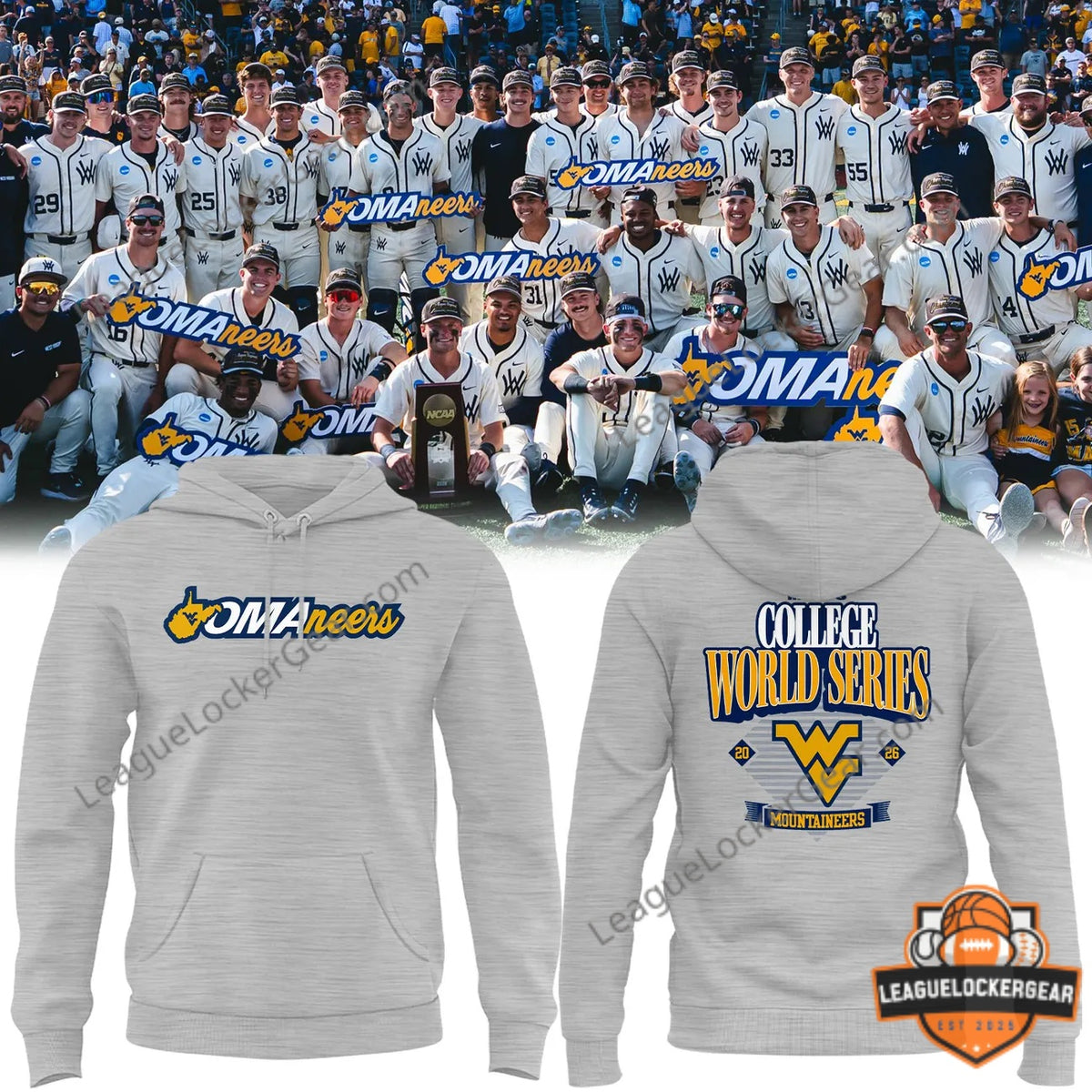 West Virginia Mountaineers College World Series 2026 OMAneers Hoodie - LeagueLockerGear