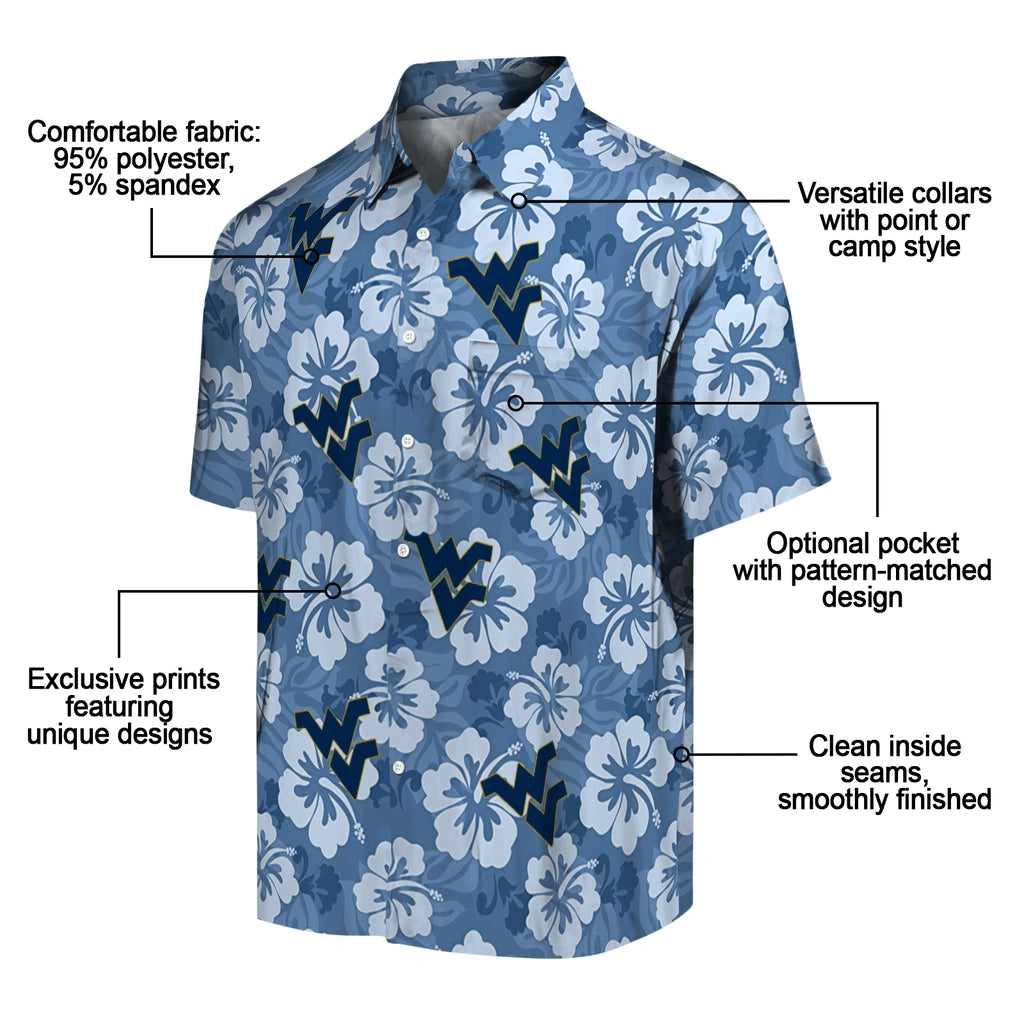 West Virginia Mountaineers Hawaiian Shirt - Hibiscus Cluster | Hula Hawaiian Shirts