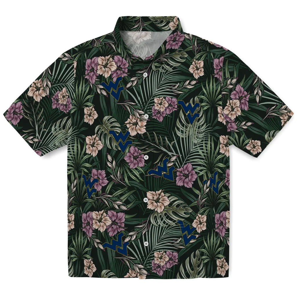 West Virginia Mountaineers Hawaiian Shirt - Hibiscus Leaves Pattern | Hula Hawaiian Shirts