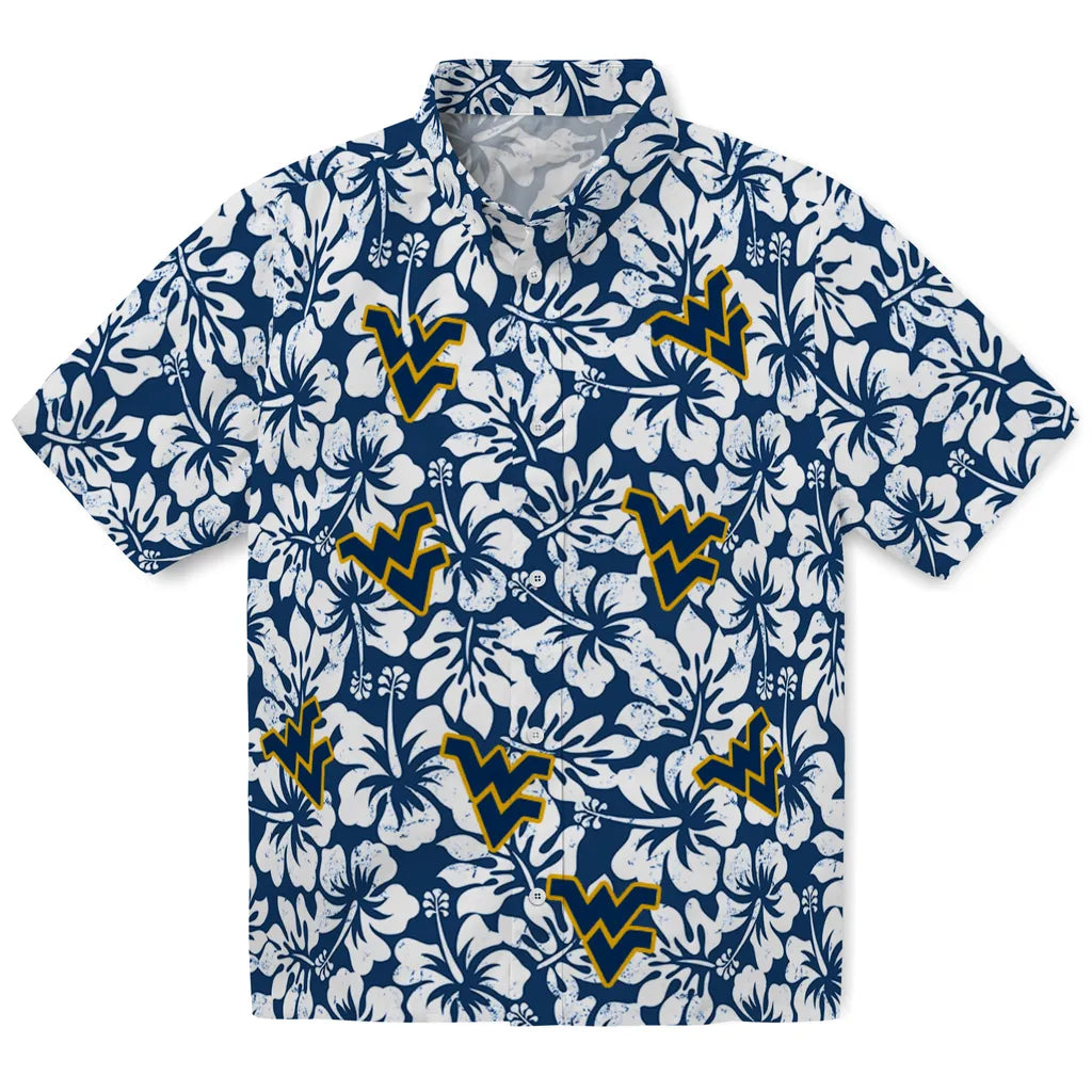 West Virginia Mountaineers Hawaiian Shirt - Hibiscus Motif | Hula Hawaiian Shirts