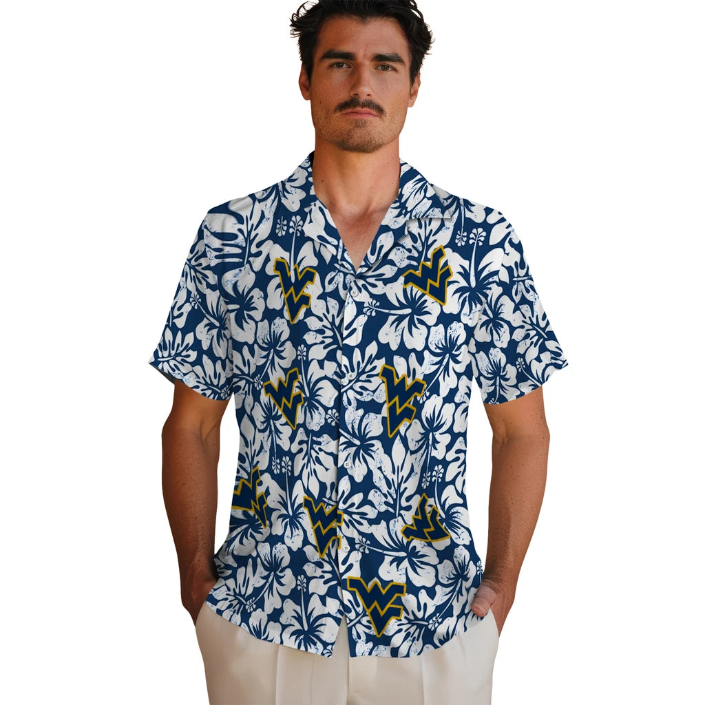 West Virginia Mountaineers Hawaiian Shirt - Hibiscus Motif | Hula Hawaiian Shirts