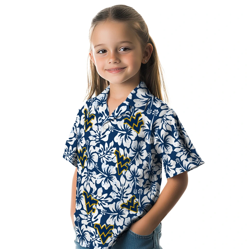 West Virginia Mountaineers Hawaiian Shirt - Hibiscus Motif | Hula Hawaiian Shirts