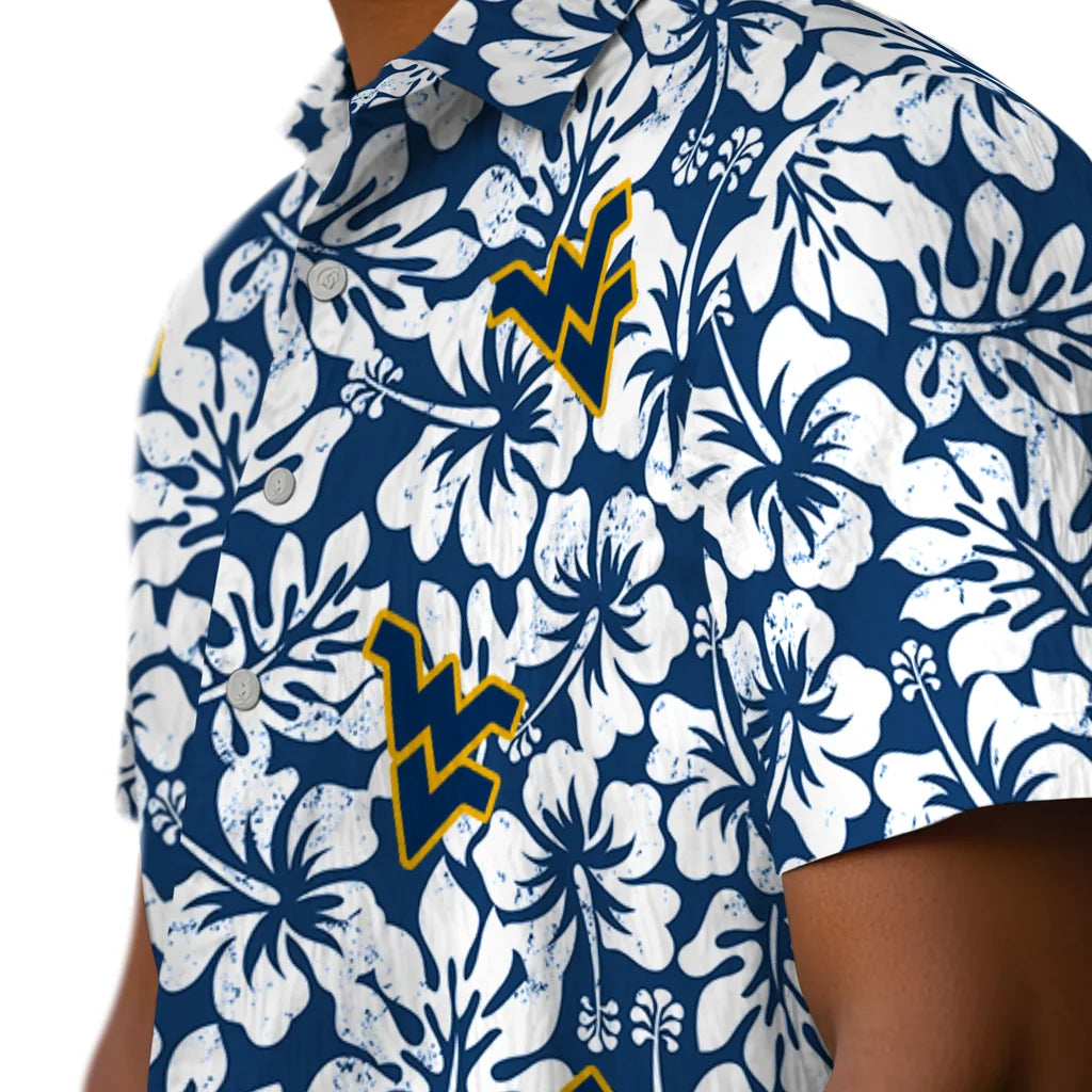 West Virginia Mountaineers Hawaiian Shirt - Hibiscus Motif | Hula Hawaiian Shirts
