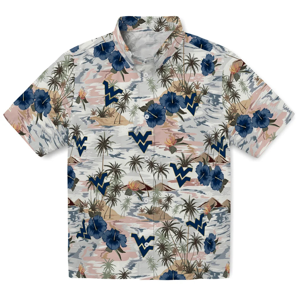 West Virginia Mountaineers Hawaiian Shirt - Hibiscus Seaside | Hula Hawaiian Shirts