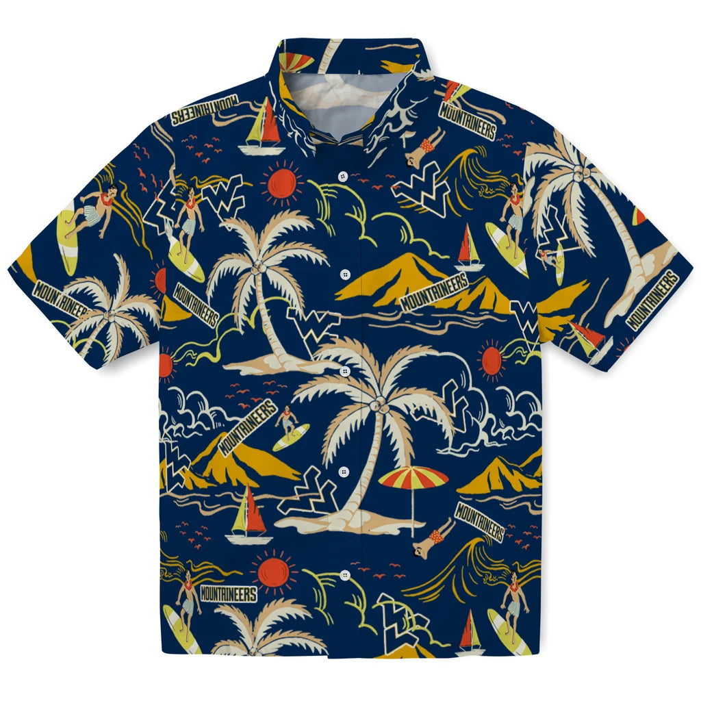 West Virginia Mountaineers Hawaiian Shirt - Palm Tree Island | Hula Hawaiian Shirts