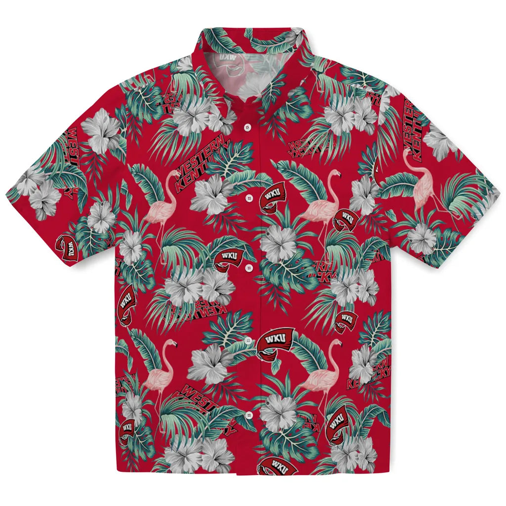 Western Kentucky Hilltoppers Hawaiian Shirt - Flamingo and Hibiscus | Hula Hawaiian Shirts