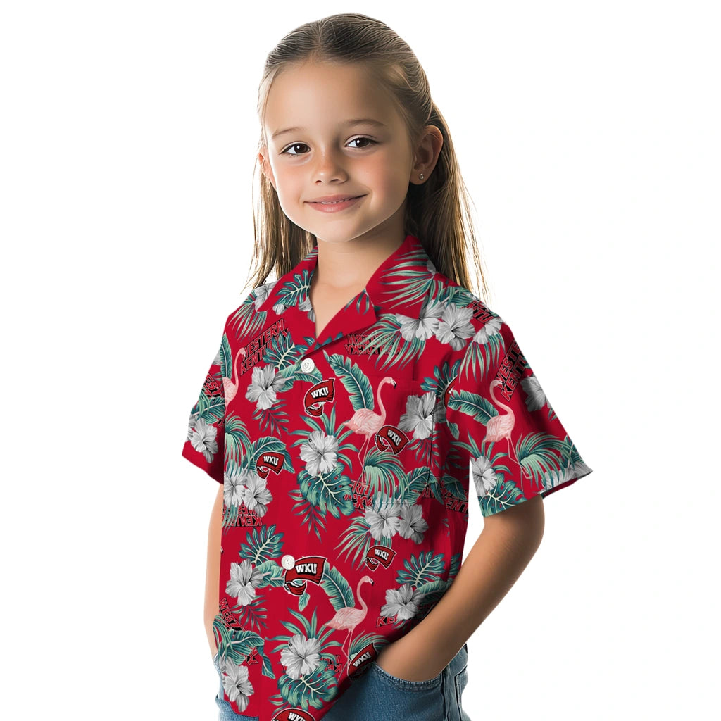 Western Kentucky Hilltoppers Hawaiian Shirt - Flamingo and Hibiscus | Hula Hawaiian Shirts
