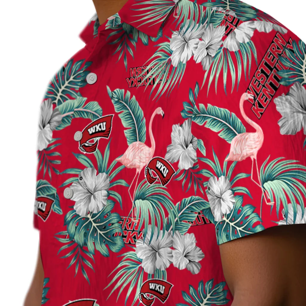 Western Kentucky Hilltoppers Hawaiian Shirt - Flamingo and Hibiscus | Hula Hawaiian Shirts