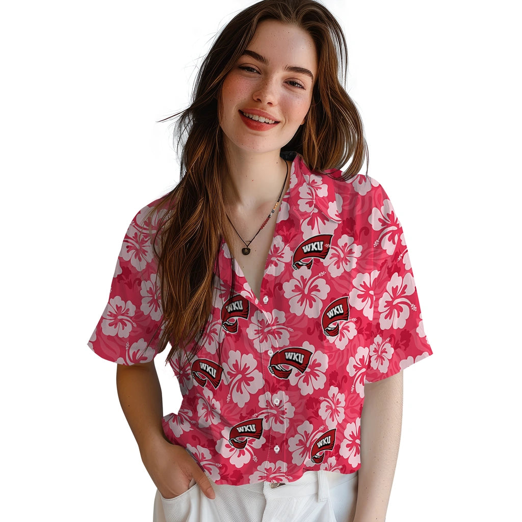 Western Kentucky Hilltoppers Hawaiian Shirt - Hibiscus Cluster | Hula Hawaiian Shirts