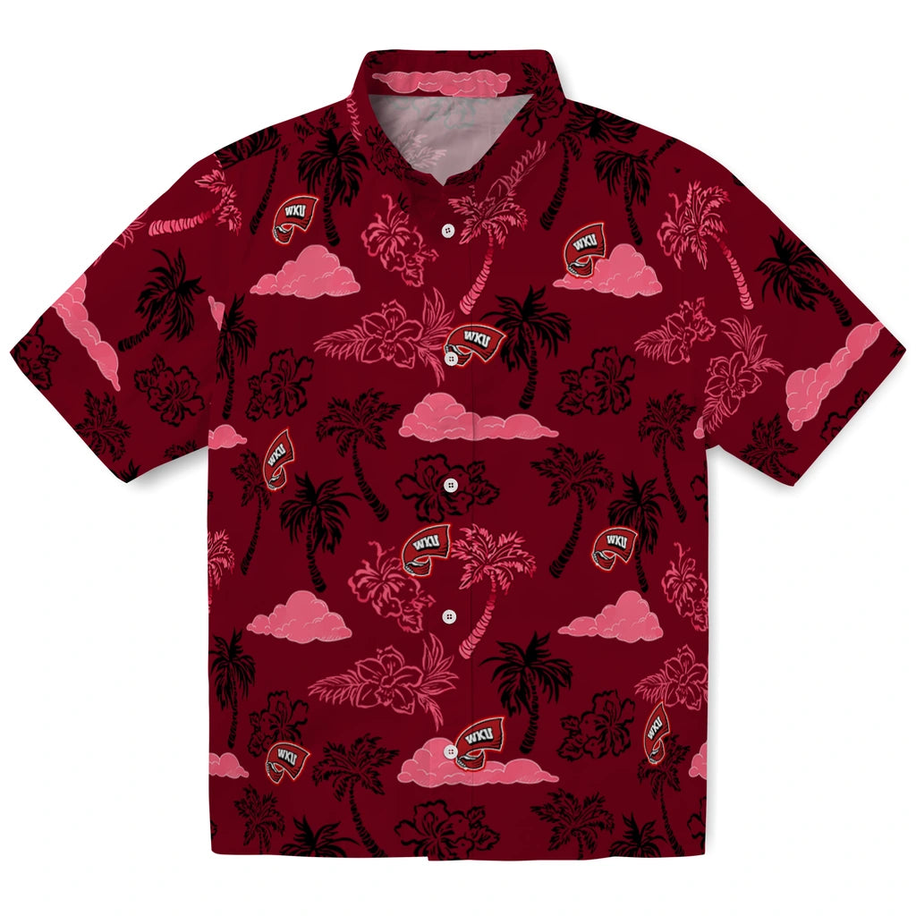 Western Kentucky Hilltoppers Hawaiian Shirt - Palm And Clouds | Hula Hawaiian Shirts