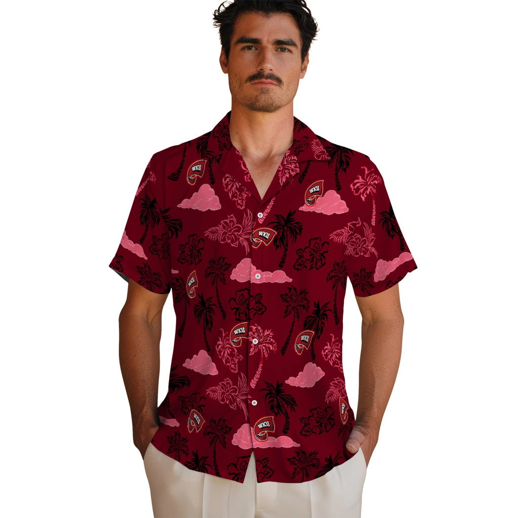 Western Kentucky Hilltoppers Hawaiian Shirt - Palm And Clouds | Hula Hawaiian Shirts