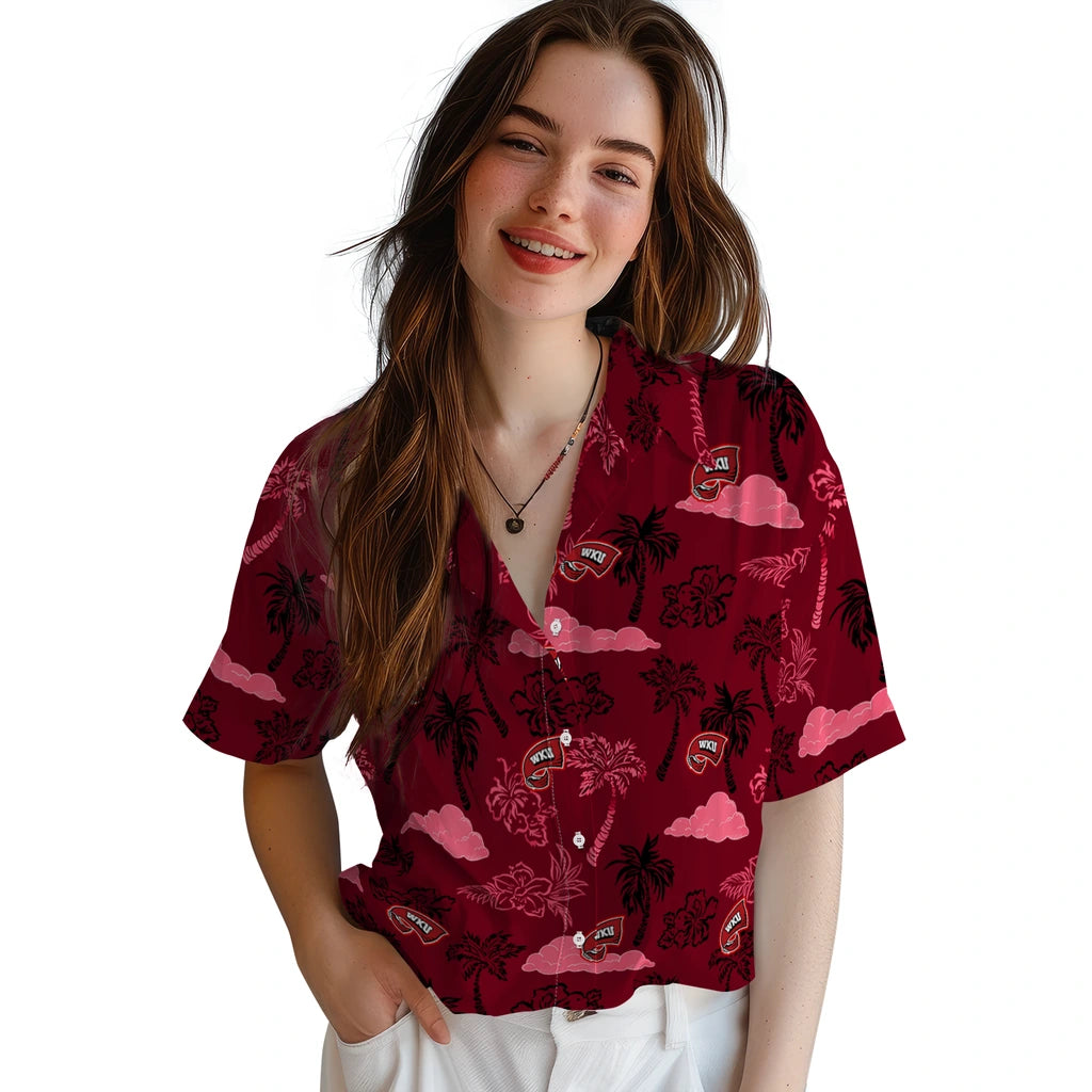 Western Kentucky Hilltoppers Hawaiian Shirt - Palm And Clouds | Hula Hawaiian Shirts