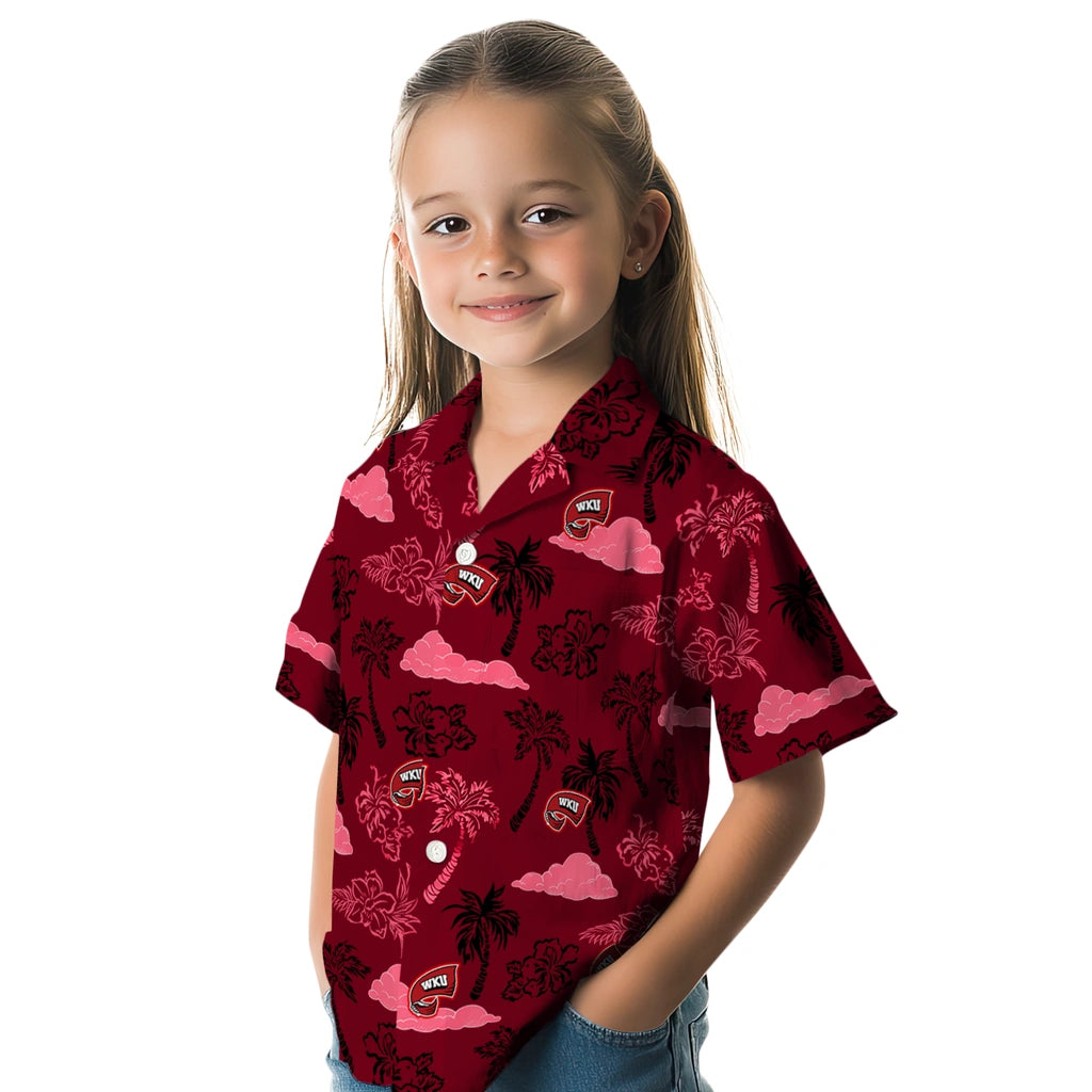 Western Kentucky Hilltoppers Hawaiian Shirt - Palm And Clouds | Hula Hawaiian Shirts