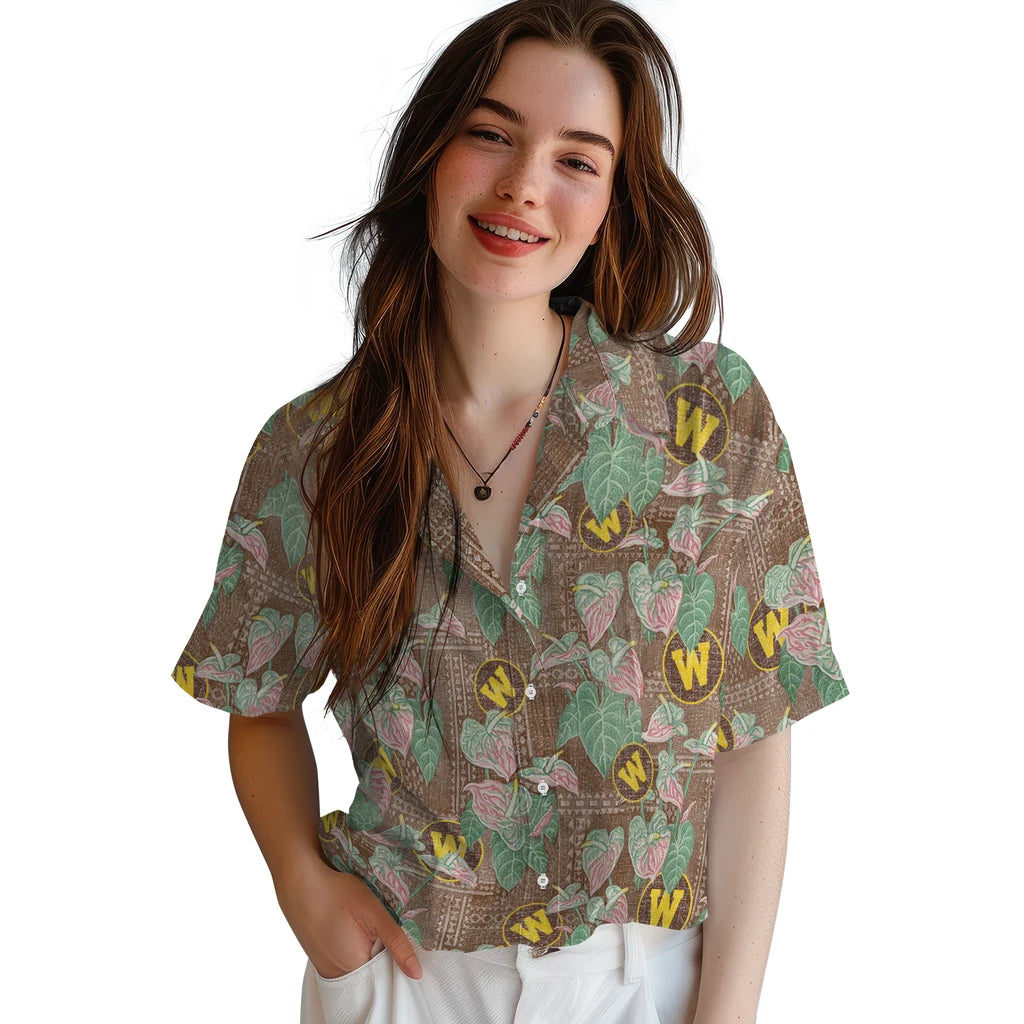 Western Michigan Broncos Hawaiian Shirt - Anthurium Overlay | Hula Hawaiian Shirts