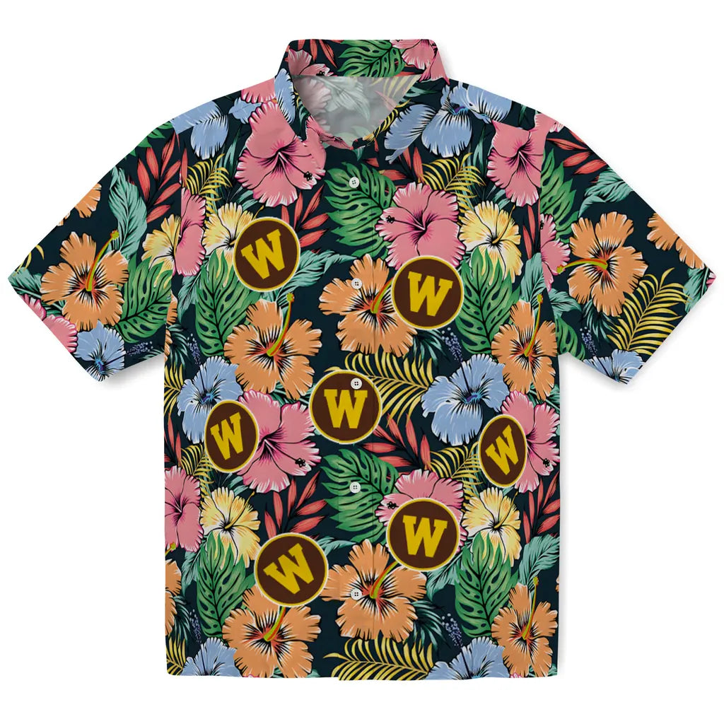 Western Michigan Broncos Hawaiian Shirt - Brilliant Hibiscus Garden | Hula Hawaiian Shirts