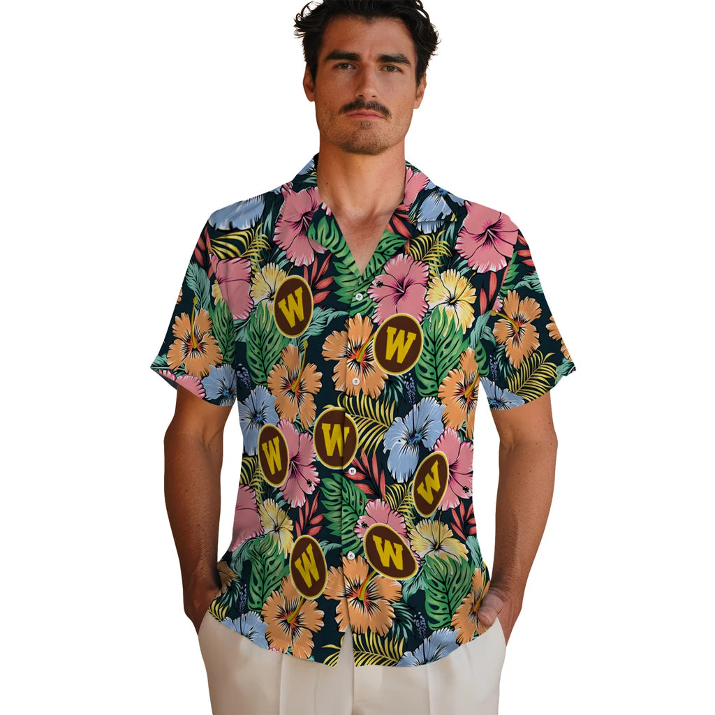 Western Michigan Broncos Hawaiian Shirt - Brilliant Hibiscus Garden | Hula Hawaiian Shirts