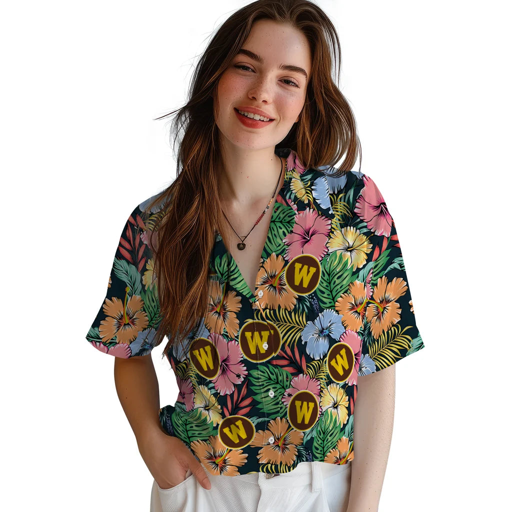 Western Michigan Broncos Hawaiian Shirt - Brilliant Hibiscus Garden | Hula Hawaiian Shirts
