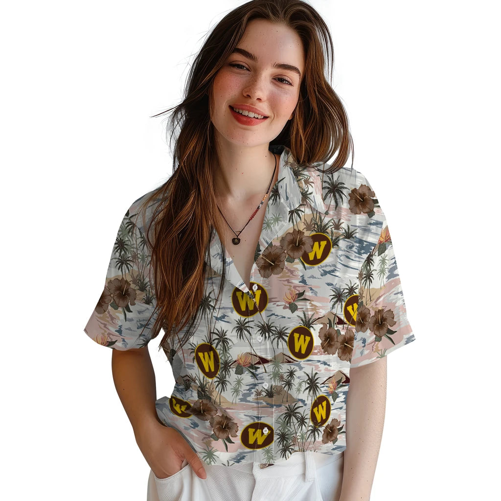 Western Michigan Broncos Hawaiian Shirt - Hibiscus Seaside | Hula Hawaiian Shirts