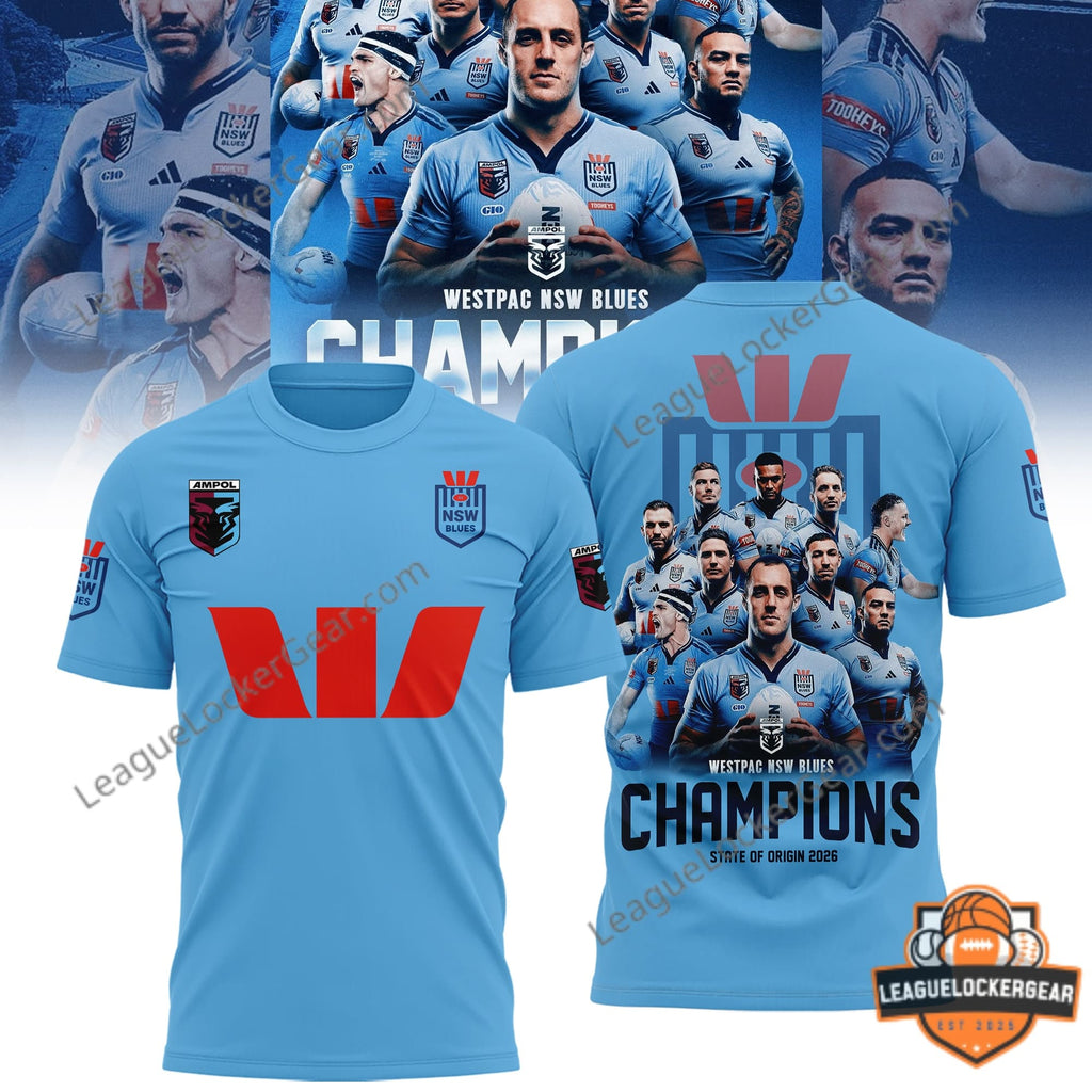 Westpac New South Wales Blues State of Origin 2026 Champions T-Shirt - LeagueLockerGear