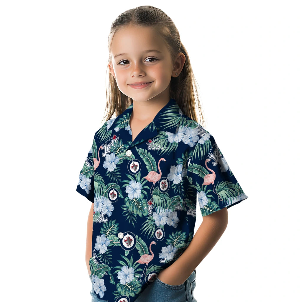 Winnipeg Jets Hawaiian Shirt - Flamingo and Hibiscus | Hula Hawaiian Shirts
