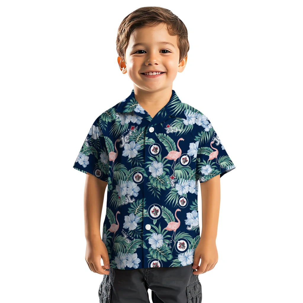 Winnipeg Jets Hawaiian Shirt - Flamingo and Hibiscus | Hula Hawaiian Shirts