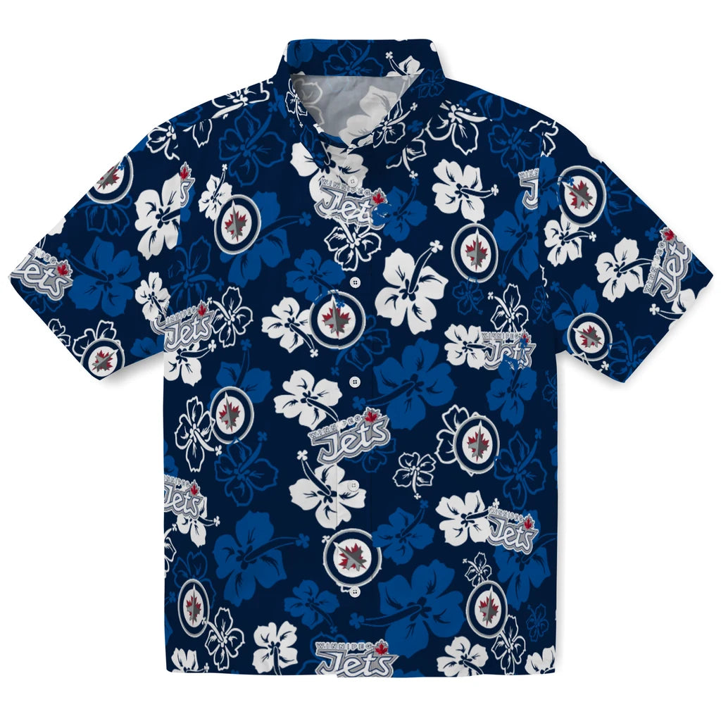 Winnipeg Jets Hawaiian Shirt - Hibiscus Flower Design | Hula Hawaiian Shirts