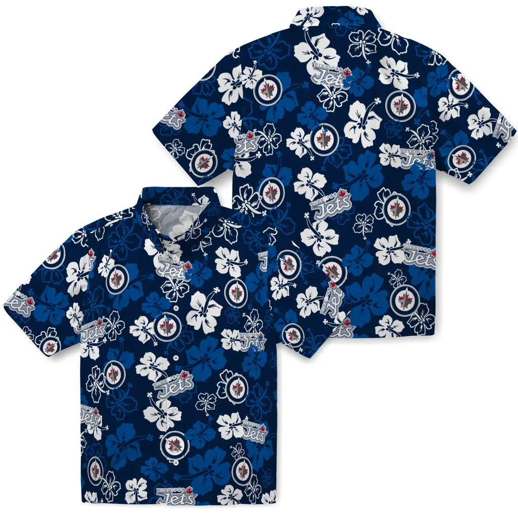 Winnipeg Jets Hawaiian Shirt - Hibiscus Flower Design | Hula Hawaiian Shirts