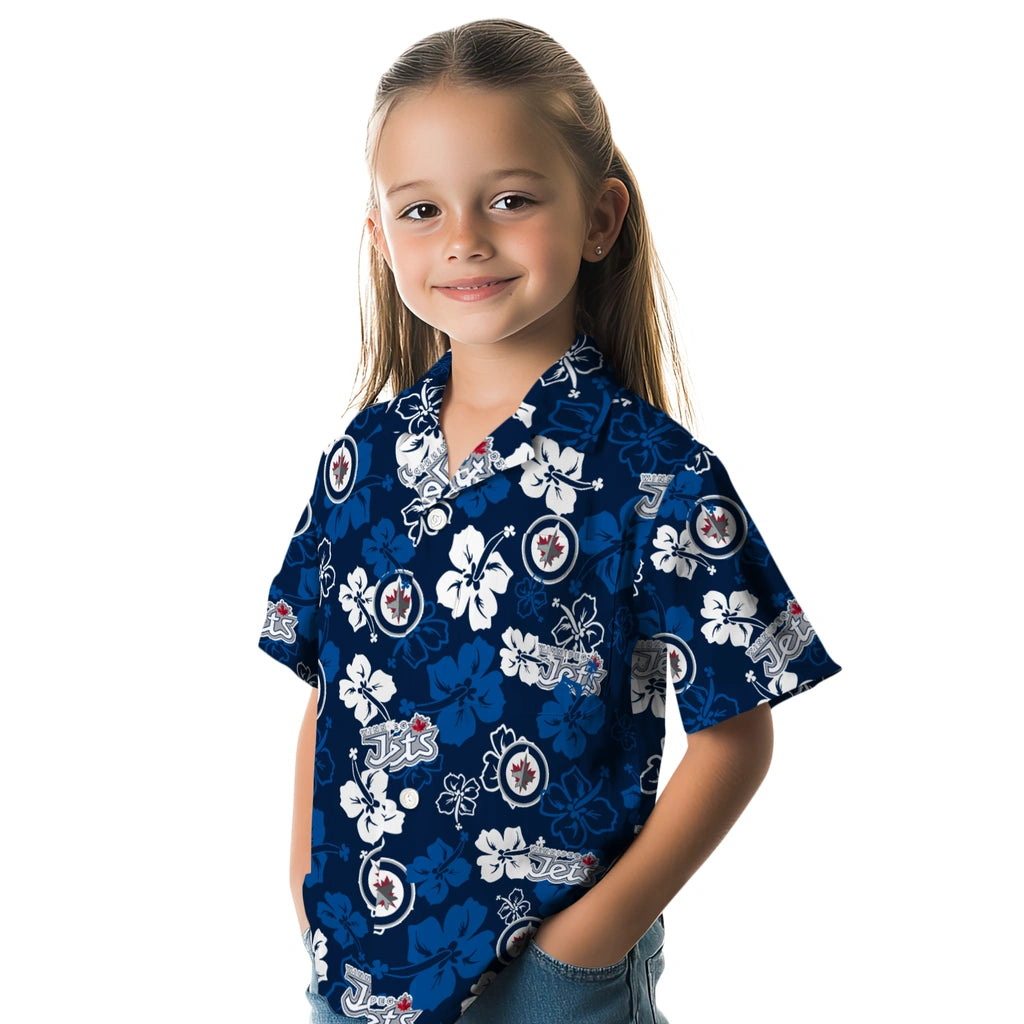 Winnipeg Jets Hawaiian Shirt - Hibiscus Flower Design | Hula Hawaiian Shirts