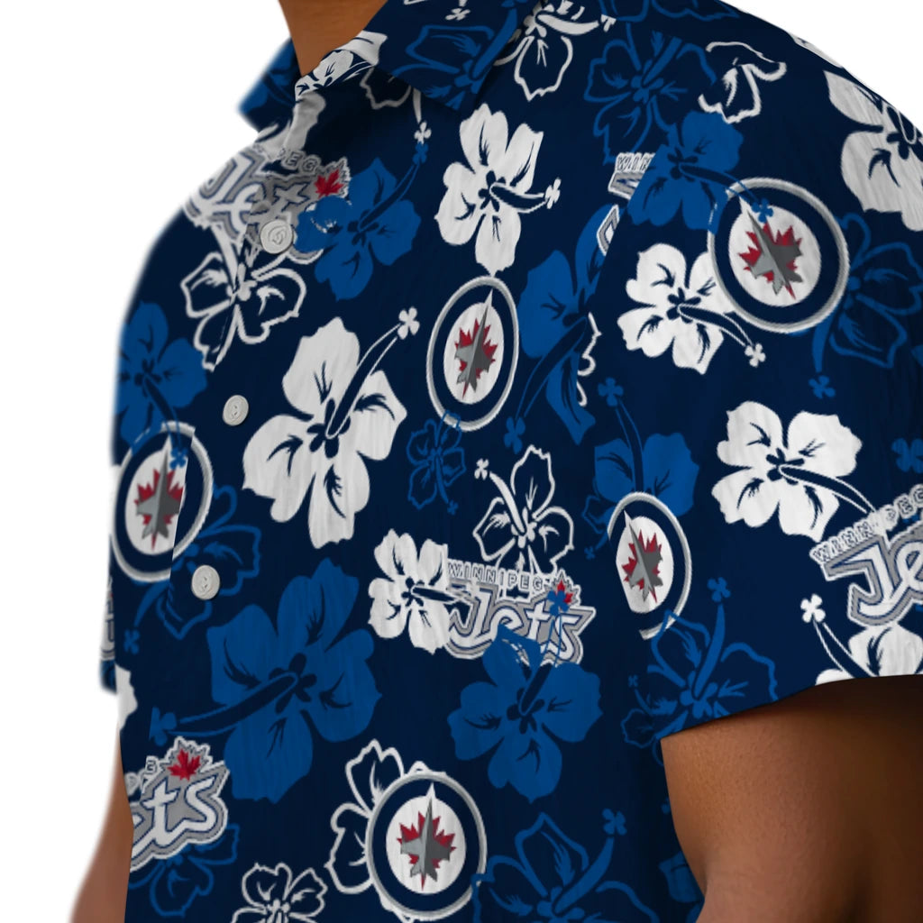 Winnipeg Jets Hawaiian Shirt - Hibiscus Flower Design | Hula Hawaiian Shirts