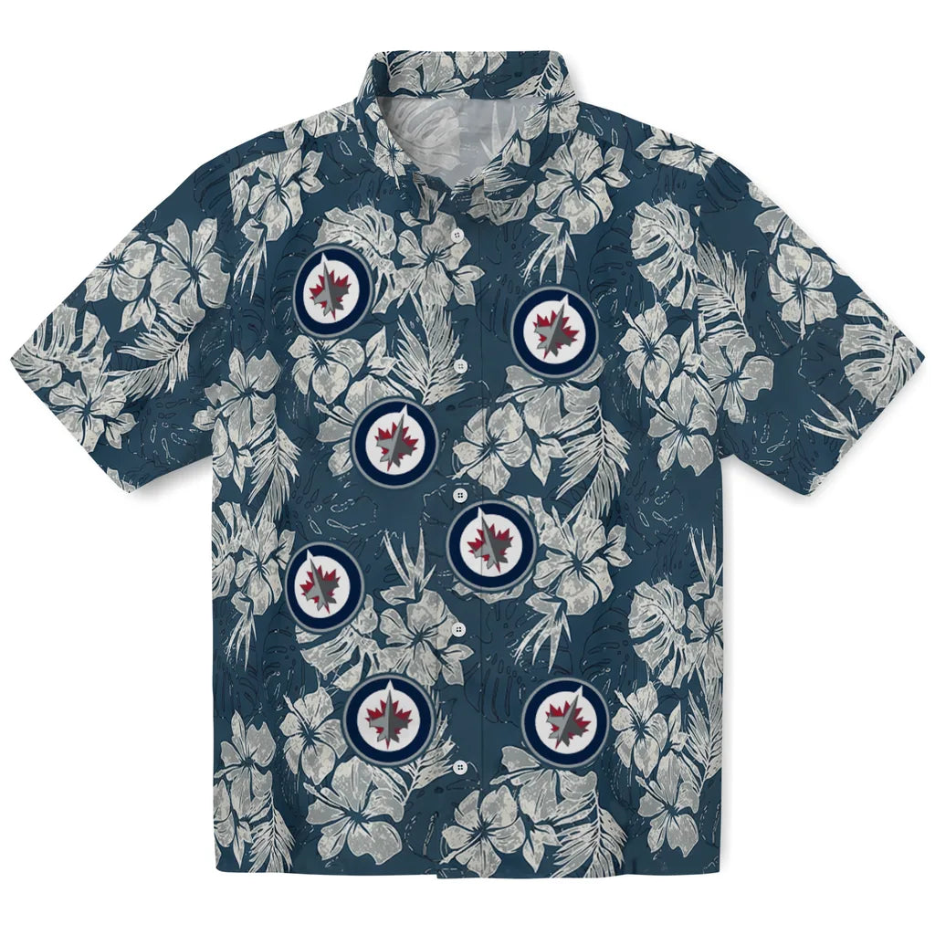 Winnipeg Jets Hawaiian Shirt - Hibiscus Flowers | Hula Hawaiian Shirts