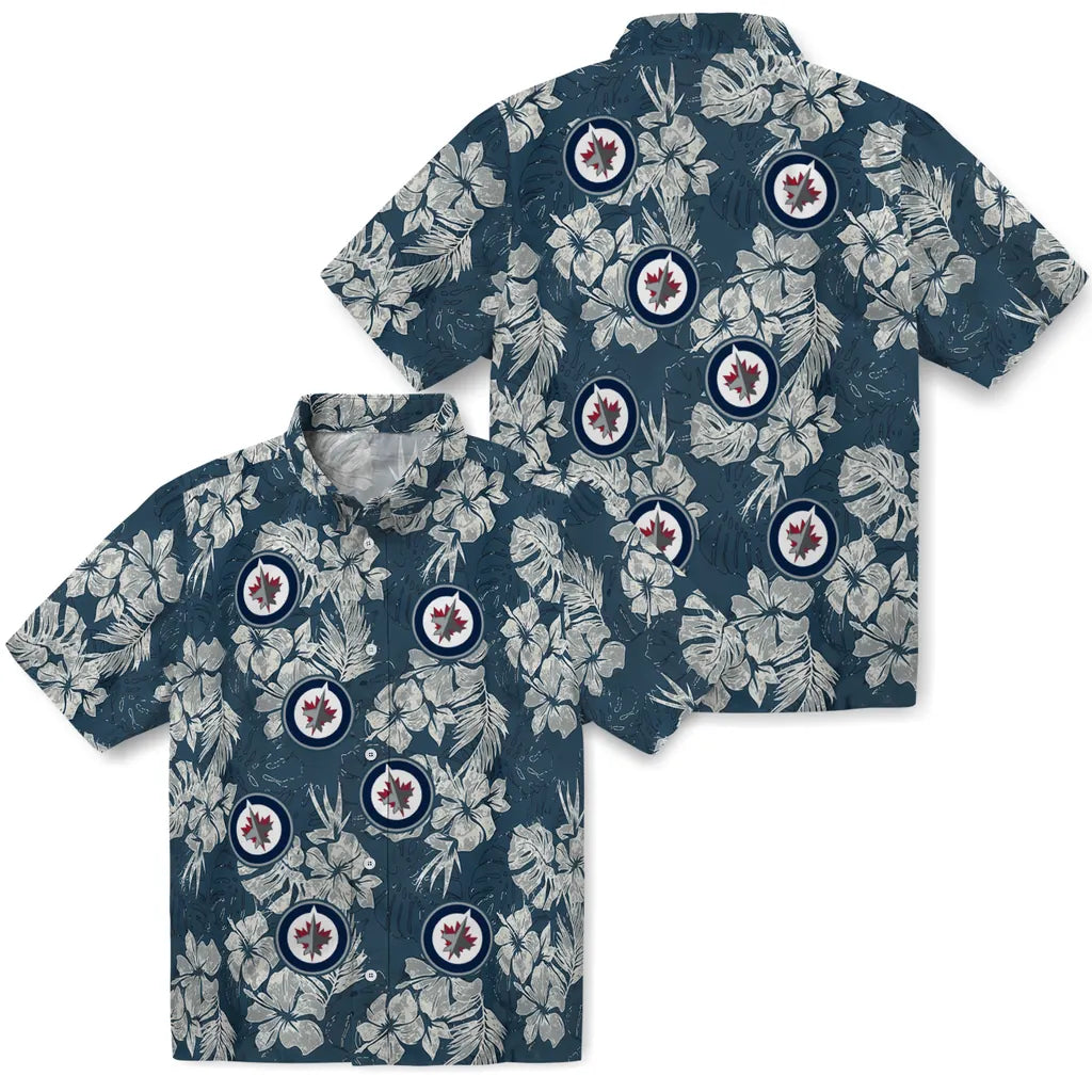 Winnipeg Jets Hawaiian Shirt - Hibiscus Flowers | Hula Hawaiian Shirts