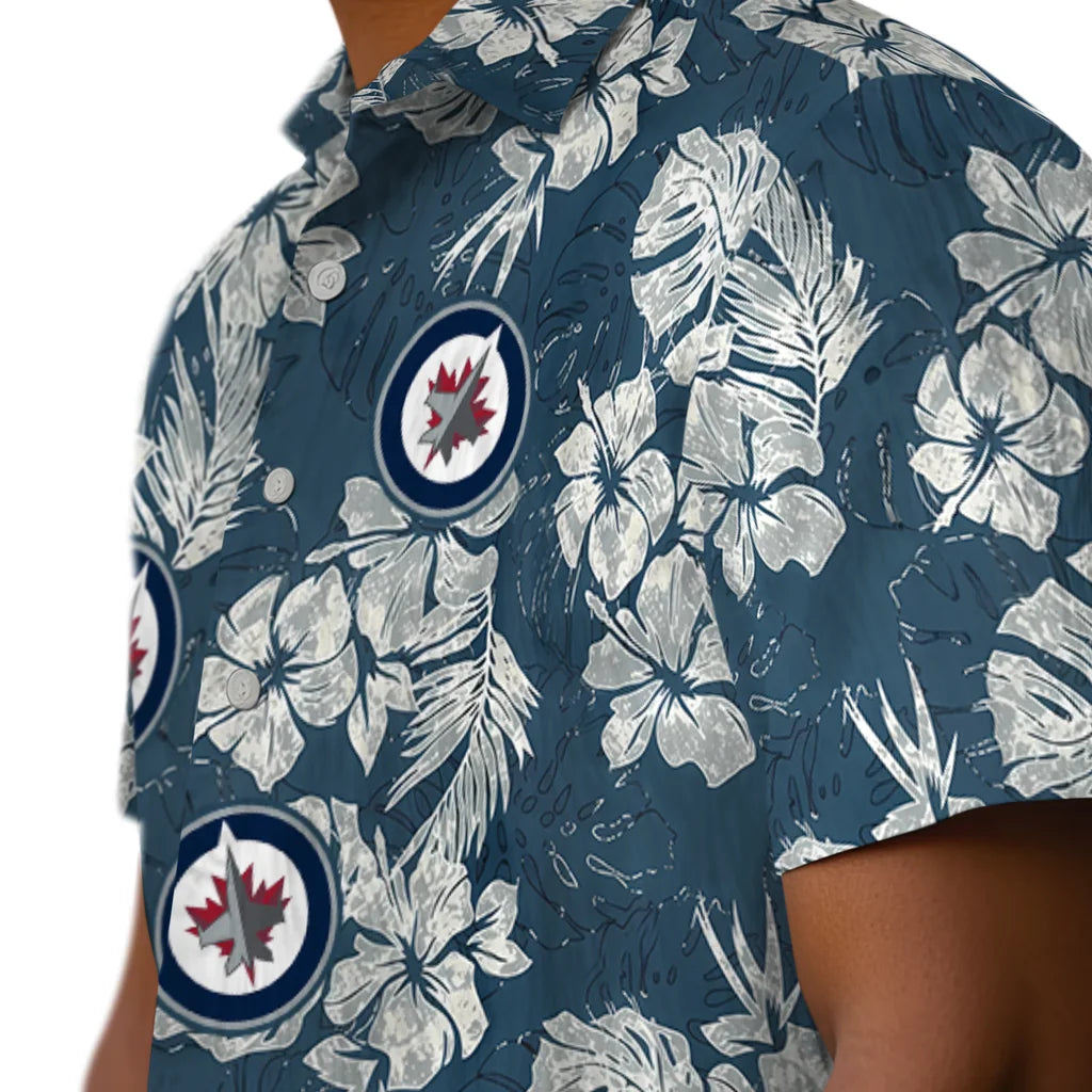 Winnipeg Jets Hawaiian Shirt - Hibiscus Flowers | Hula Hawaiian Shirts