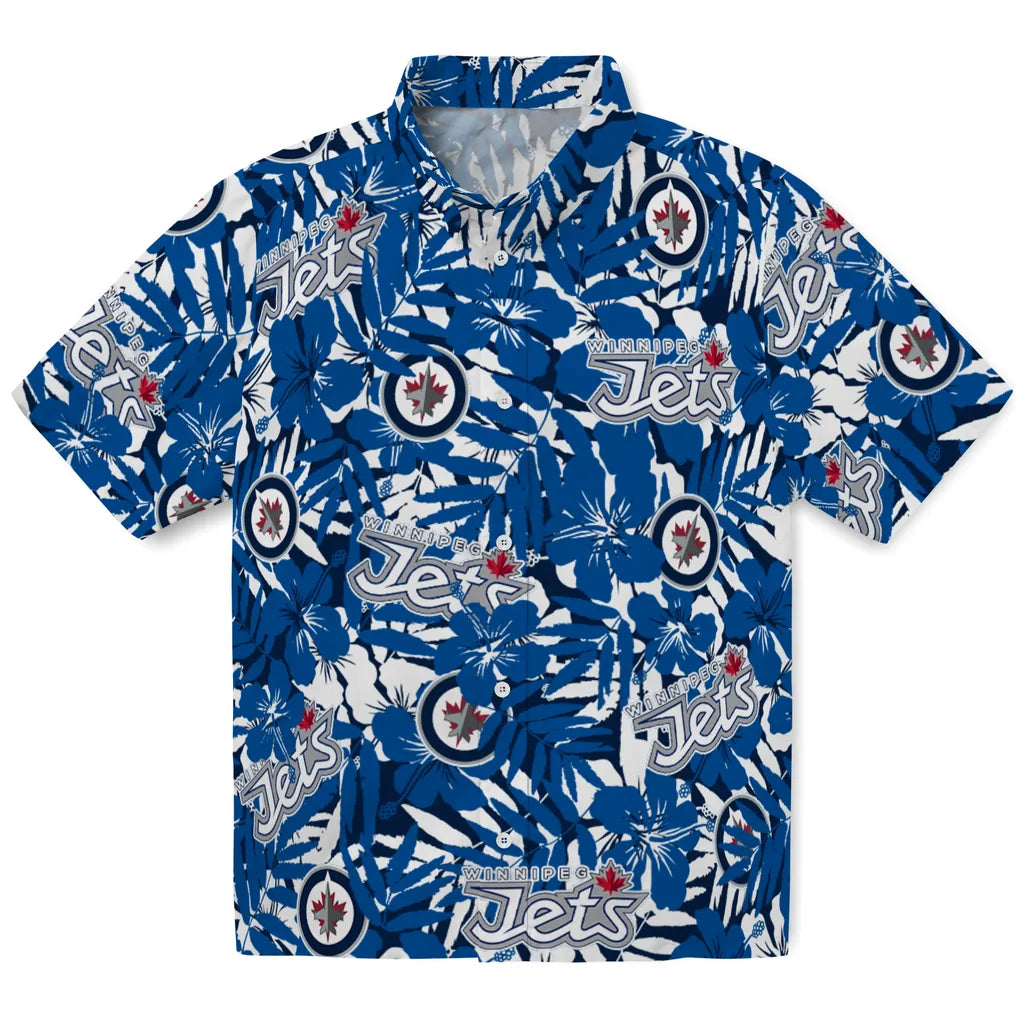 Winnipeg Jets Hawaiian Shirt - Hibiscus Overlay | Hula Hawaiian Shirts