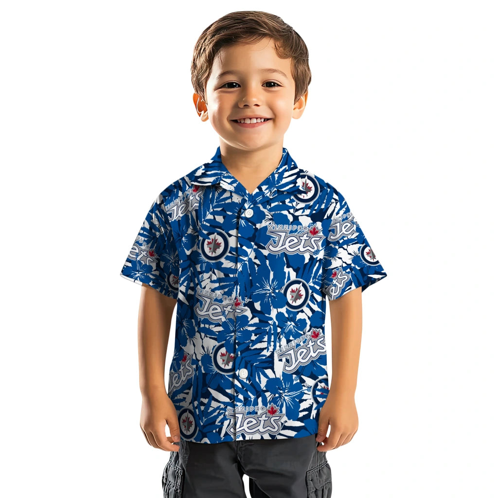 Winnipeg Jets Hawaiian Shirt - Hibiscus Overlay | Hula Hawaiian Shirts