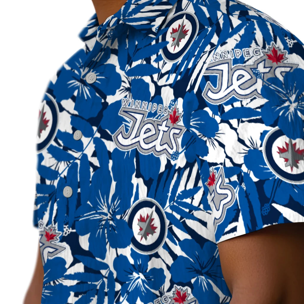 Winnipeg Jets Hawaiian Shirt - Hibiscus Overlay | Hula Hawaiian Shirts