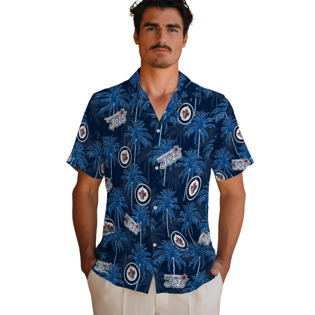 Winnipeg Jets Hawaiian Shirt - Palm Tree Motif | Hula Hawaiian Shirts