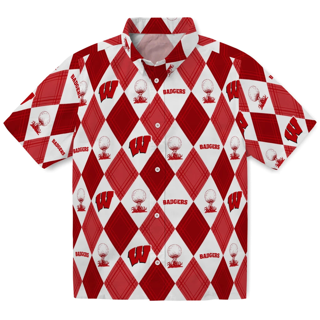 Wisconsin Badgers Hawaiian Shirt - Golfing Plaid | Hula Hawaiian Shirts