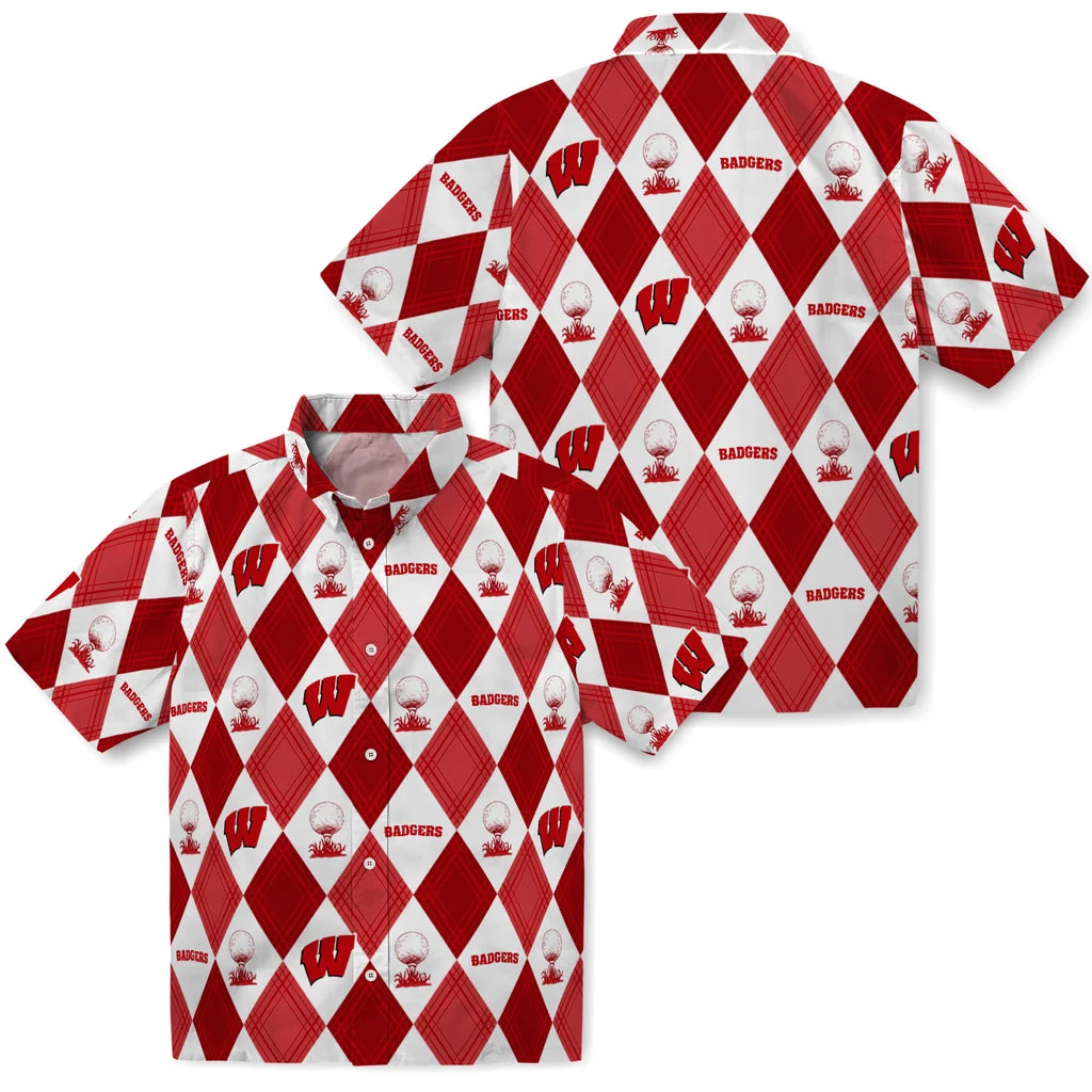 Wisconsin Badgers Hawaiian Shirt - Golfing Plaid | Hula Hawaiian Shirts