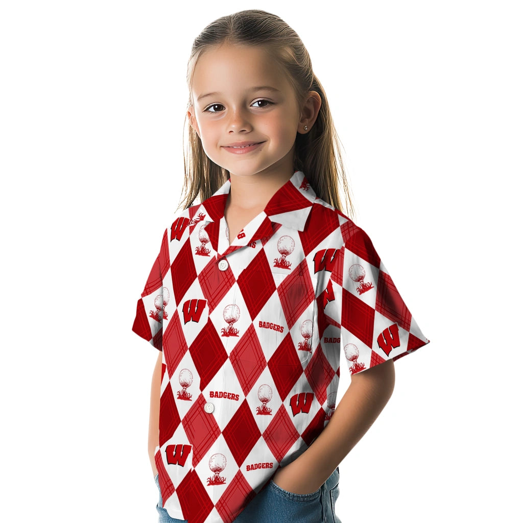 Wisconsin Badgers Hawaiian Shirt - Golfing Plaid | Hula Hawaiian Shirts