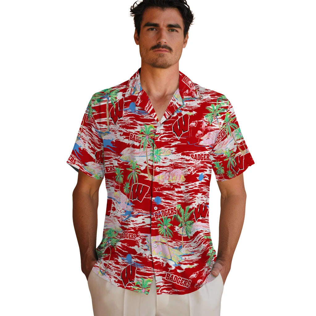 Wisconsin Badgers Hawaiian Shirt - Hawaii Island | Hula Hawaiian Shirts