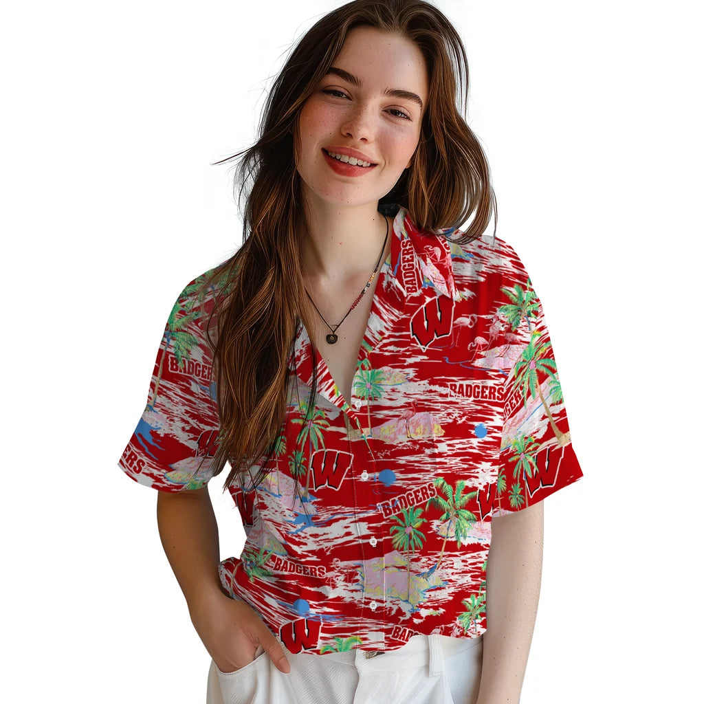 Wisconsin Badgers Hawaiian Shirt - Hawaii Island | Hula Hawaiian Shirts